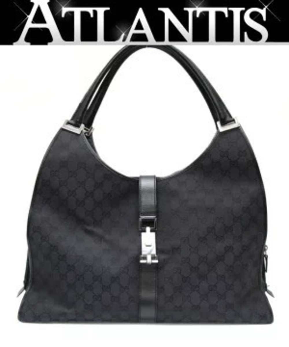 Gucci Jackie Shoulder Bag GG Extra Canvas x Leather Black